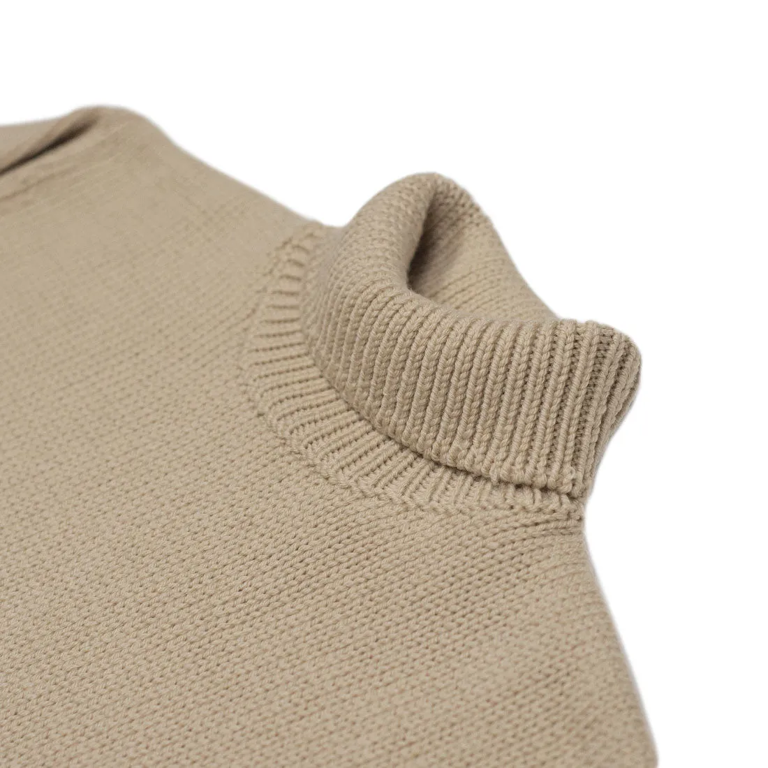 Turtleneck sweater in "Corda" beige superfine merino wool