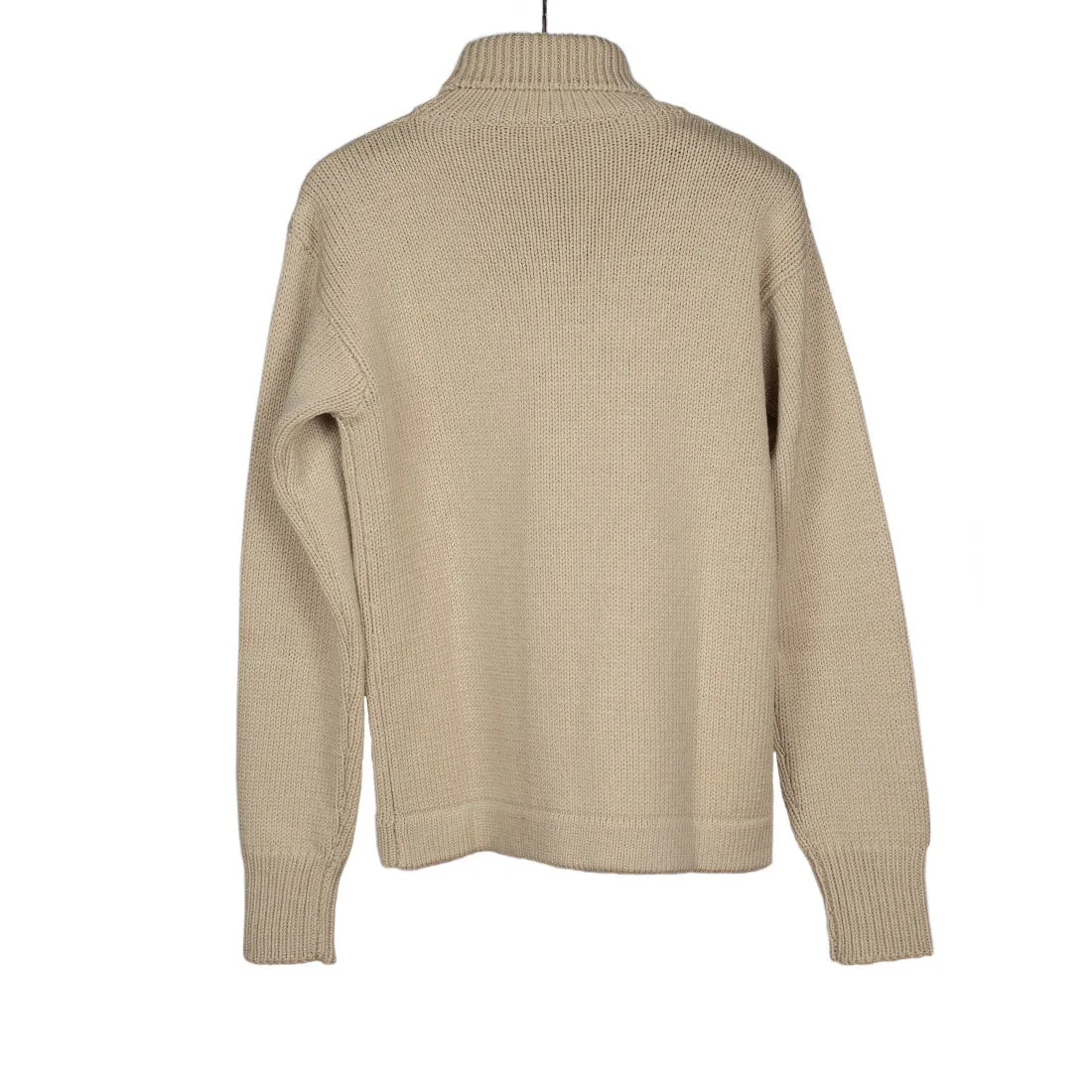 Turtleneck sweater in "Corda" beige superfine merino wool