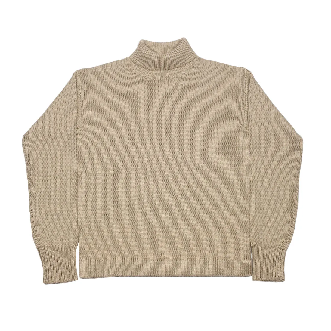 Turtleneck sweater in "Corda" beige superfine merino wool