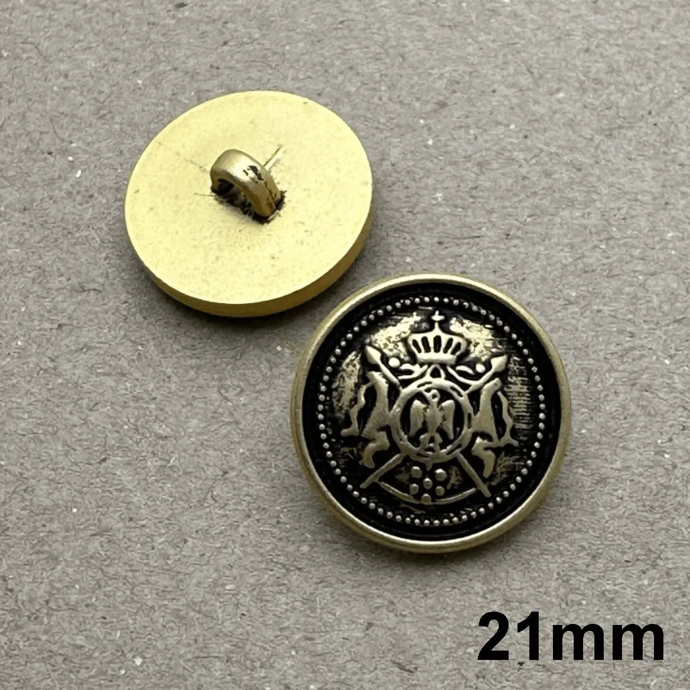 Vintage Metal Crest Blazer Shank Button