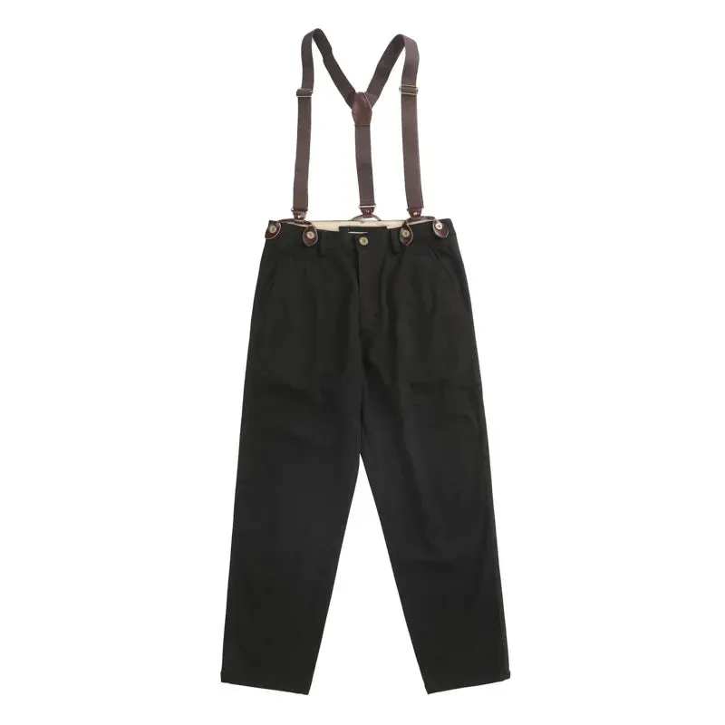 WIAOFELLAS  -  New High-quality Men's Pants Trendy Japanese Vintage Overalls Straight Casual Straps Trousers Autumn Gentlemen Amekaji Workwear