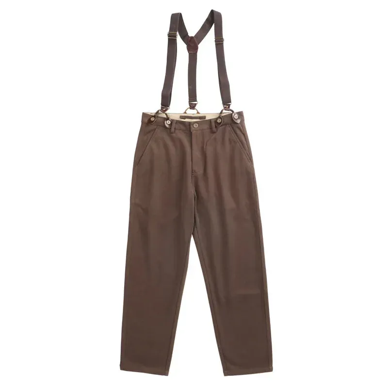 WIAOFELLAS  -  New High-quality Men's Pants Trendy Japanese Vintage Overalls Straight Casual Straps Trousers Autumn Gentlemen Amekaji Workwear