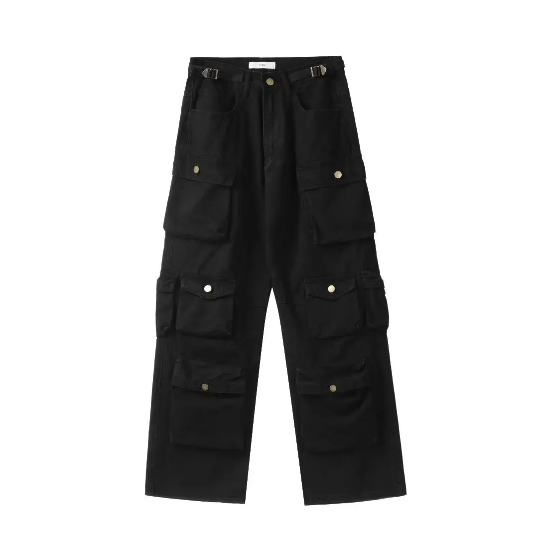 Wiaofellas  -  Spring Cargo pants New Popular Rice White Multi-pockets Overalls Harajuku stays Men Loose Casual Trousers Straight Mopping Pants