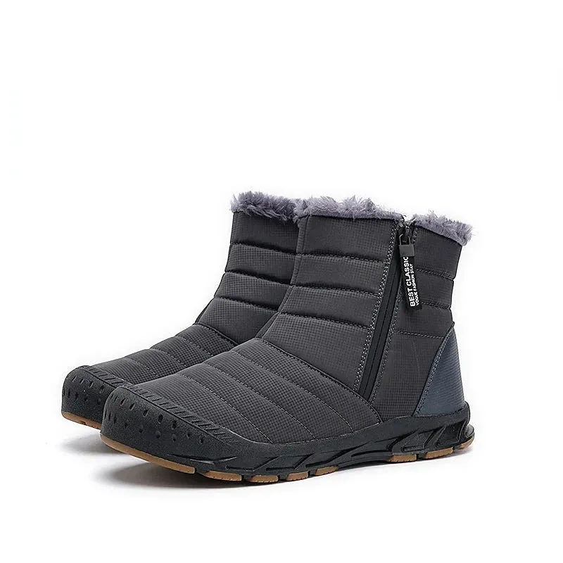 Winter Warm Men Boots Fur Plush Men Snow Boots Waterproof Non-Slip Ankle Boots Handmade Comfortable Oxford Men's Shoes