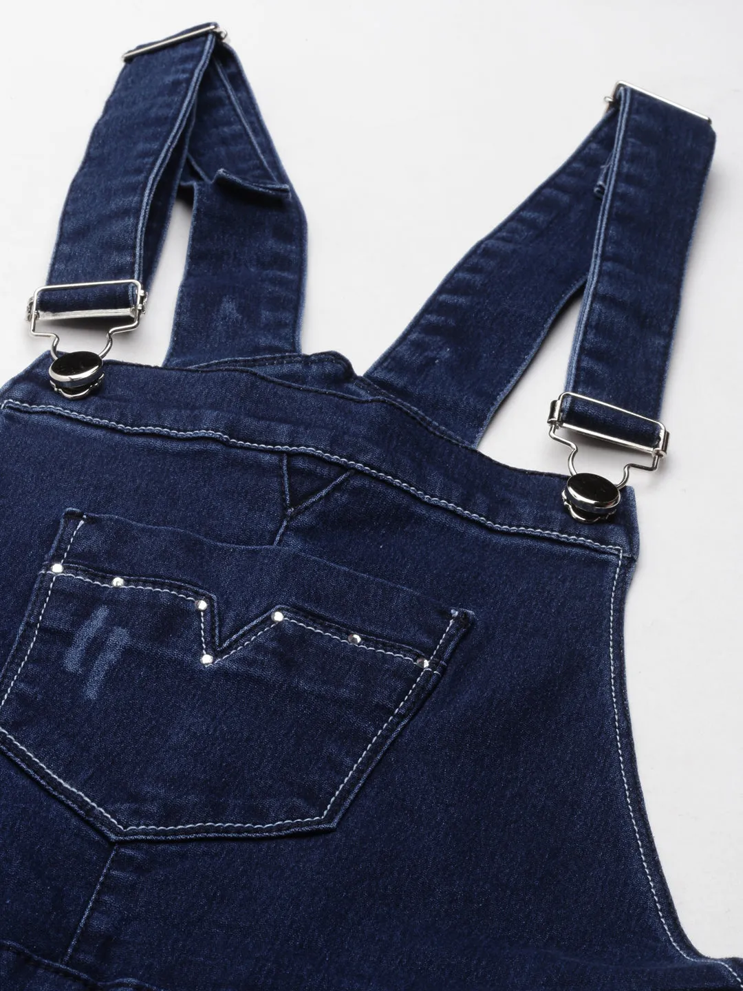 Women Navy Blue Solid Dungaree