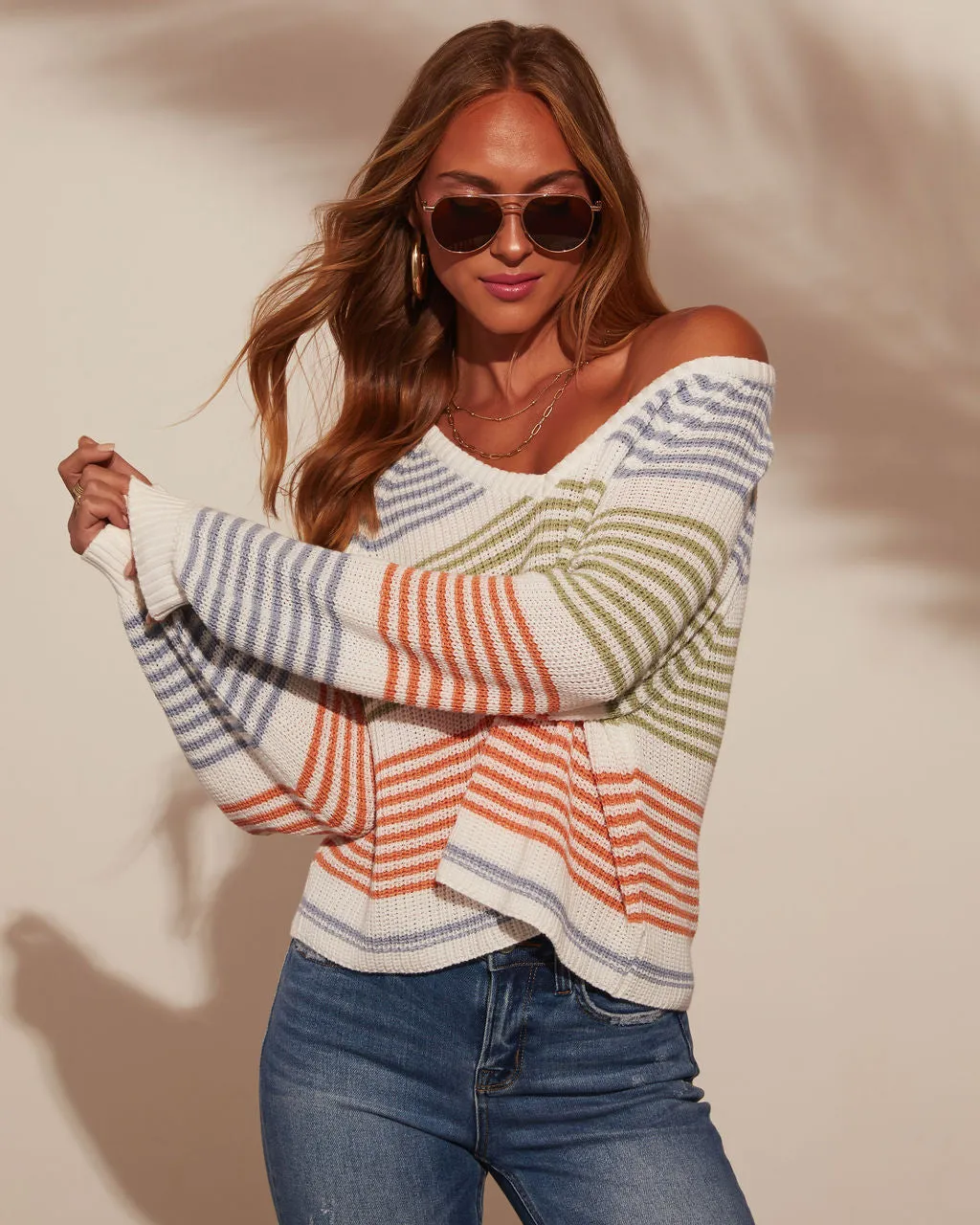 Yara Striped Oversized Pullover Sweater