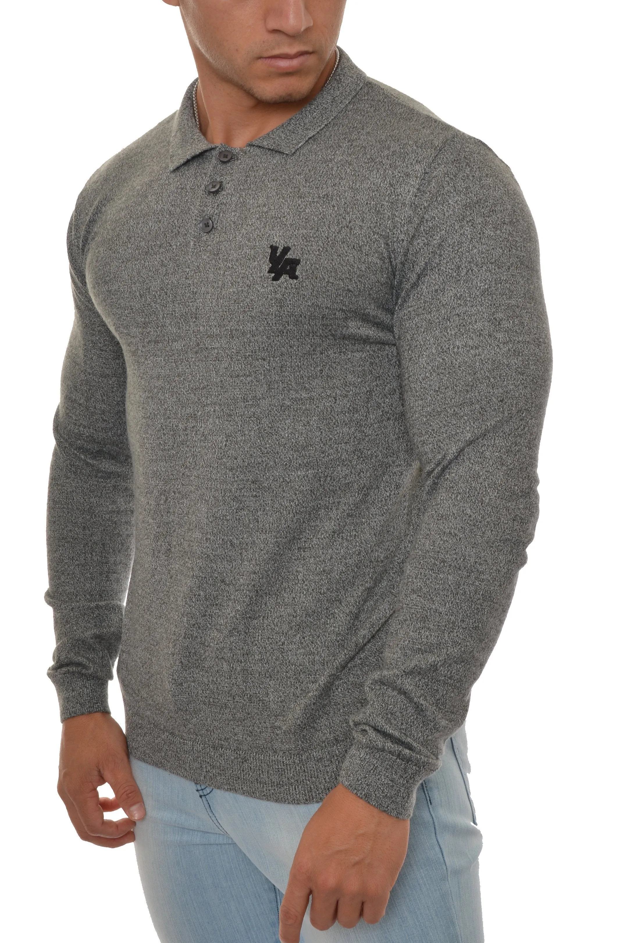 YoungLA Fitted Long Sleeve Knitted Polo Shirts 412