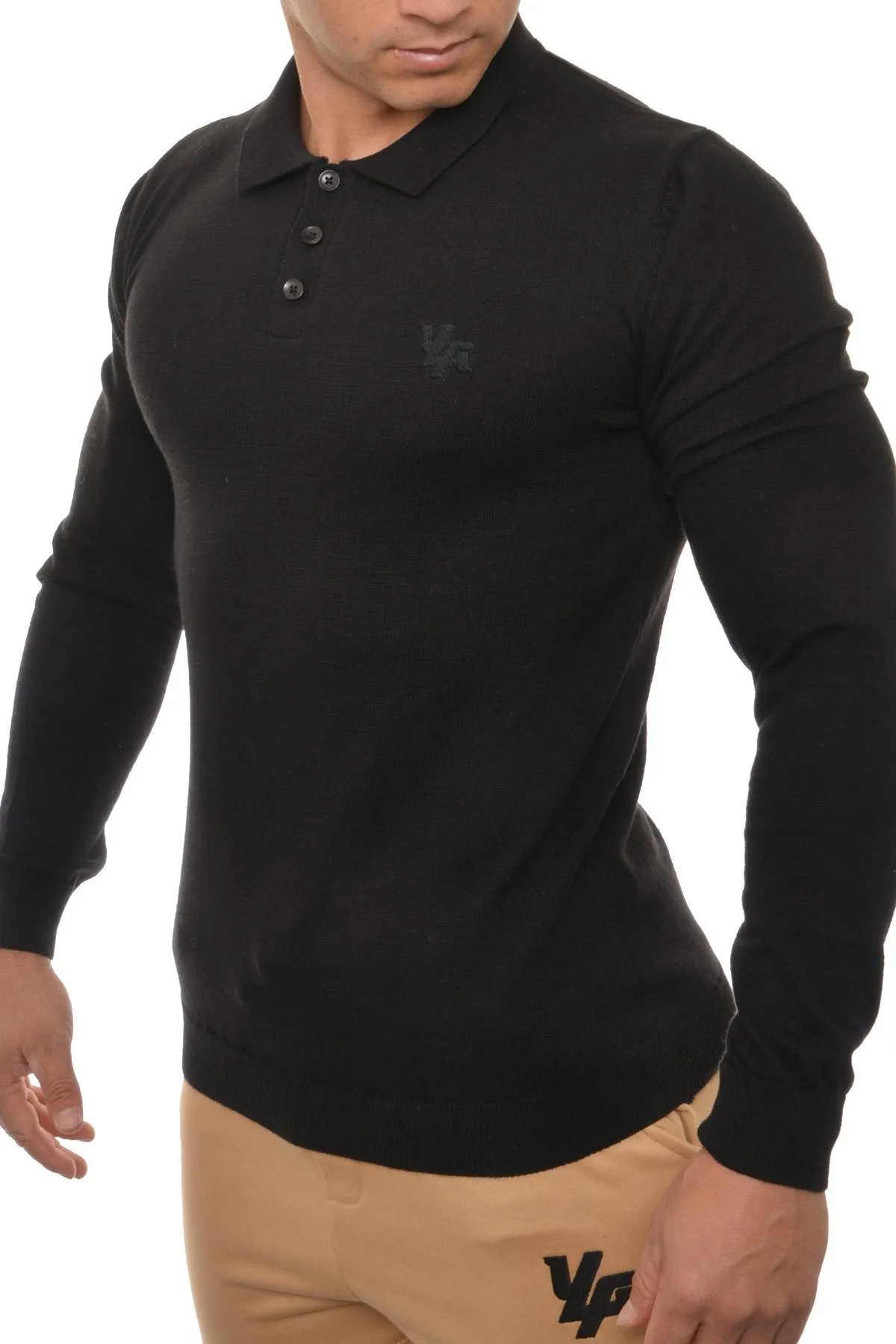 YoungLA Fitted Long Sleeve Knitted Polo Shirts 412