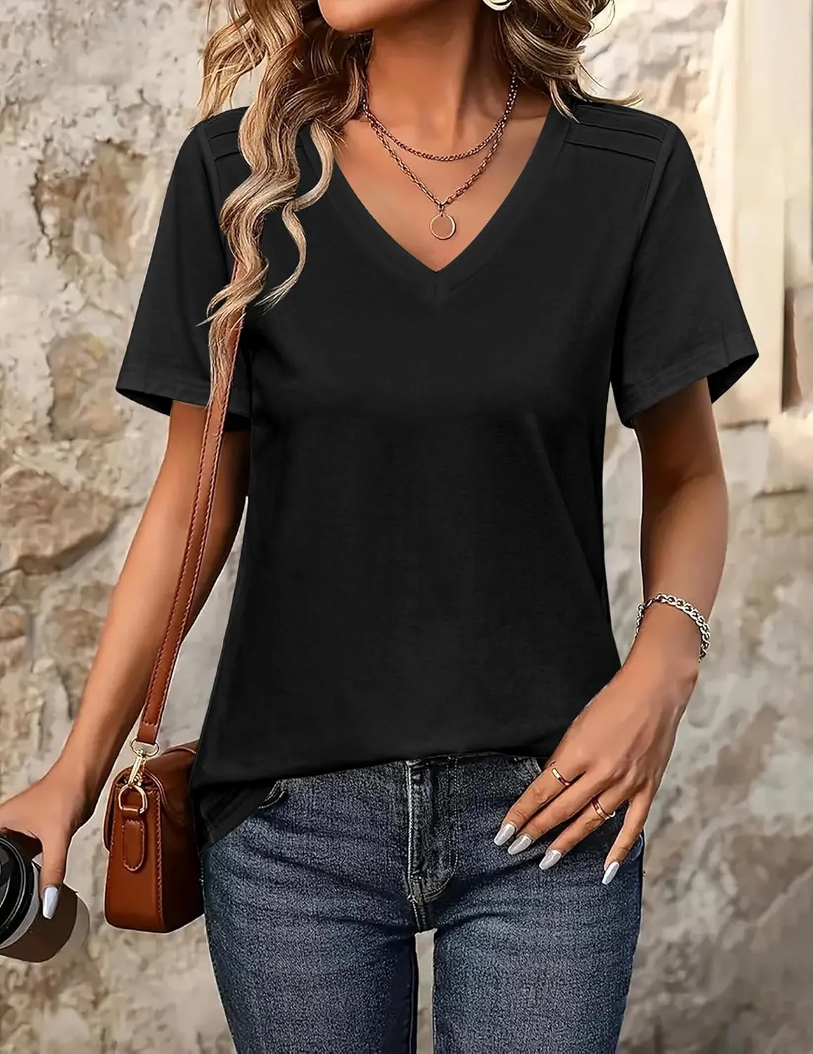 Zeagoo Short Sleeve Shirts Dressy Tops with Pleats