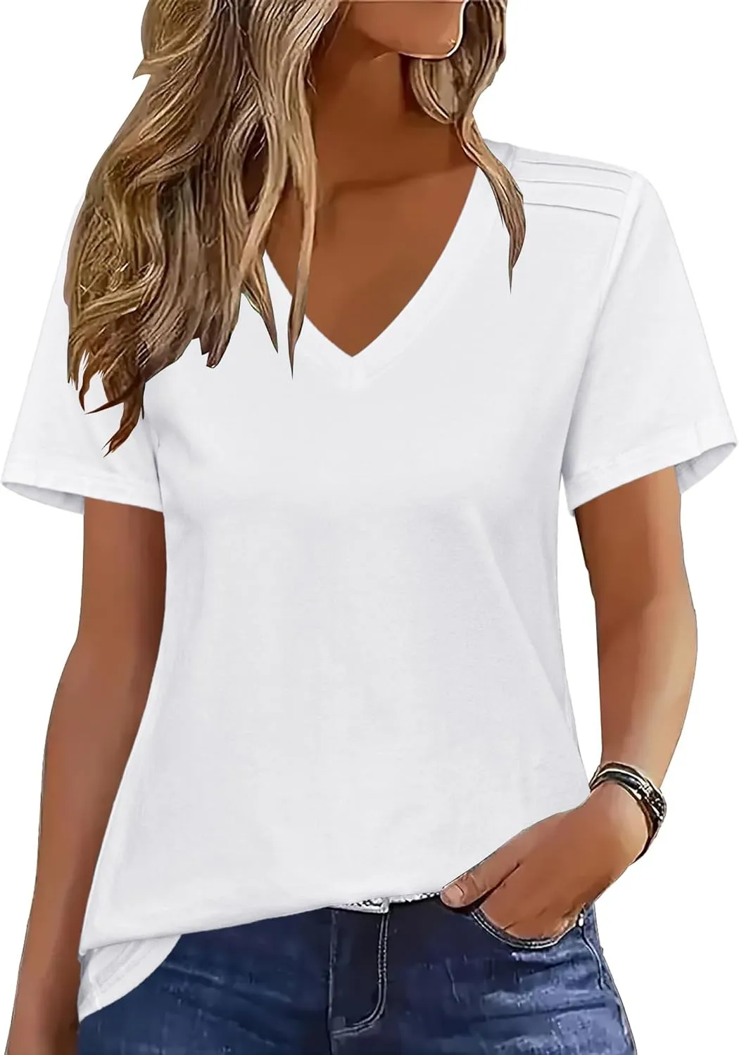 Zeagoo Short Sleeve Shirts Dressy Tops with Pleats